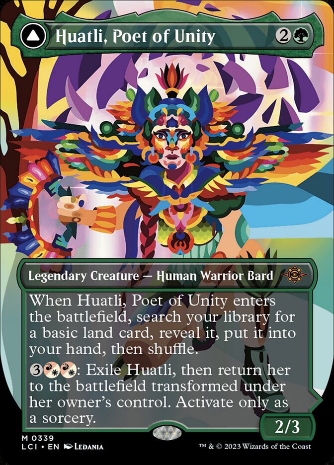 Huatli, Poet of Unity // Roar of the Fifth People - [Foil, Borderless] The Lost Caverns of Ixalan (LCI)
