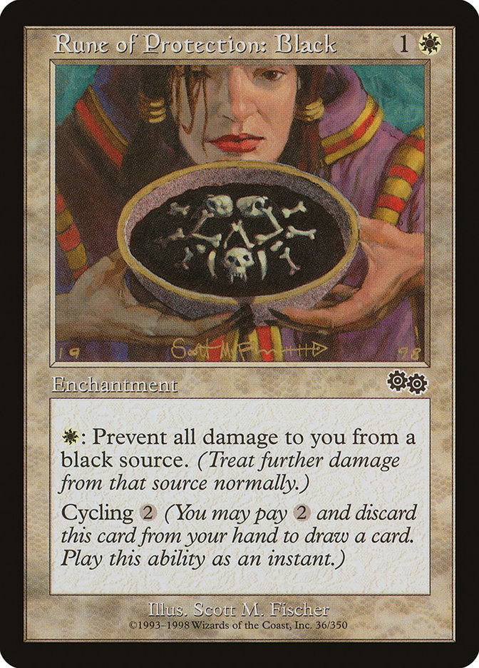 Rune of Protection: Black - [Retro Frame] Urza's Saga (USG)