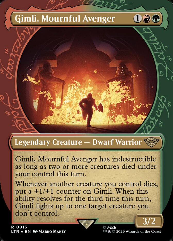 Gimli, Mournful Avenger - [Surge Foil, Showcase Scroll] The Lord of the Rings: Tales of Middle-earth (LTR)