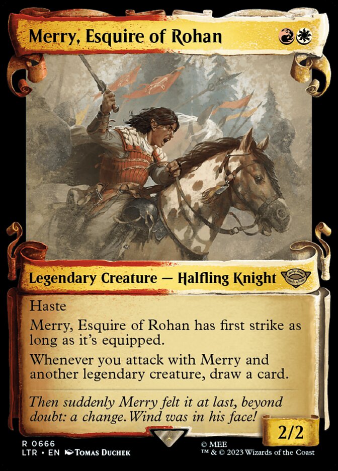 Merry, Esquire of Rohan - [Foil, Showcase Scroll] The Lord of the Rings: Tales of Middle-earth (LTR)