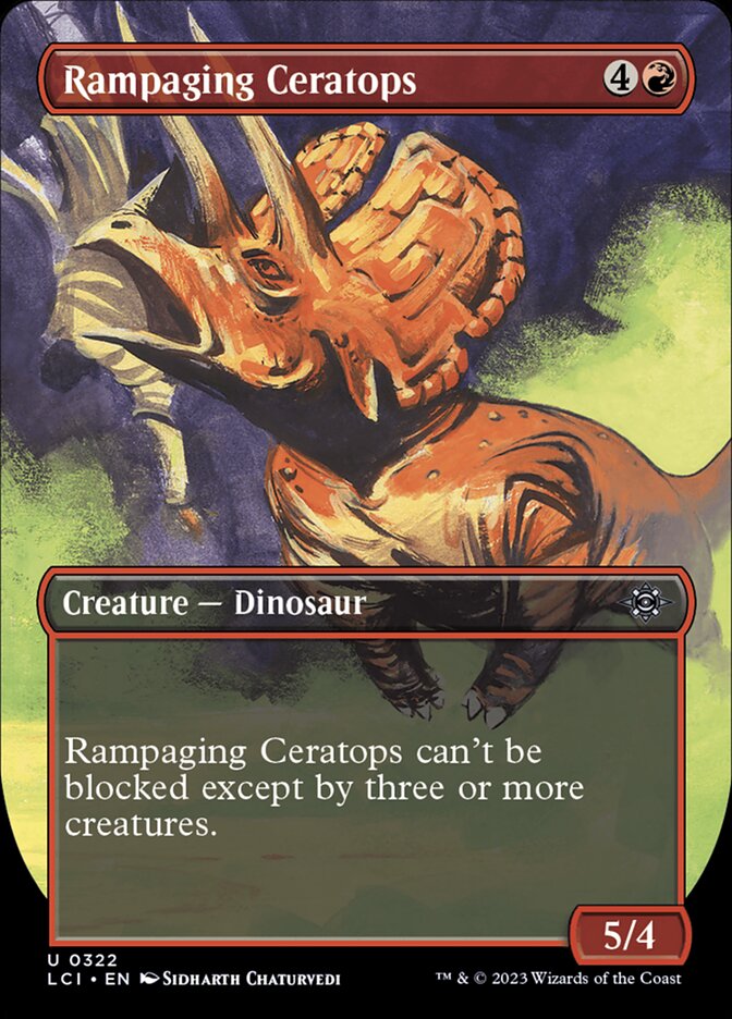 Rampaging Ceratops - [Foil, Borderless] The Lost Caverns of Ixalan (LCI)
