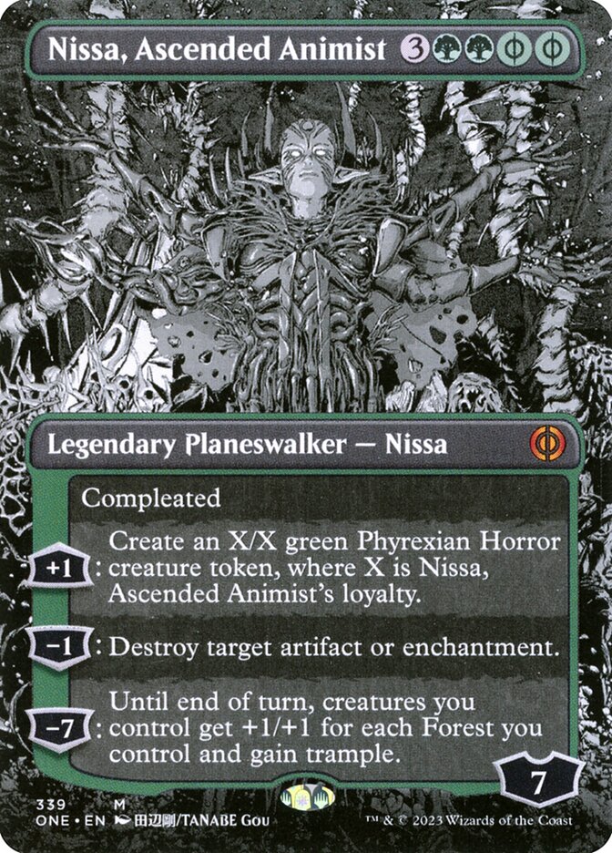 Nissa, Ascended Animist - [Foil, Borderless Manga] Phyrexia: All Will Be One (ONE)