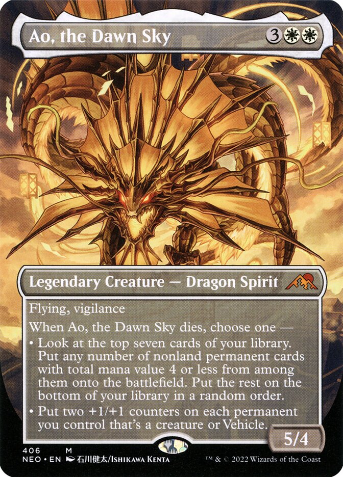 Ao, the Dawn Sky - [Foil, Borderless] Kamigawa: Neon Dynasty (NEO)