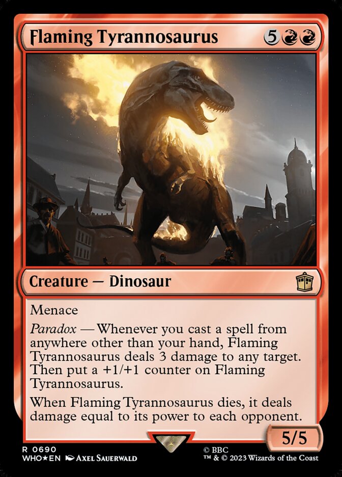 Flaming Tyrannosaurus - [Surge Foil] Doctor Who (WHO)