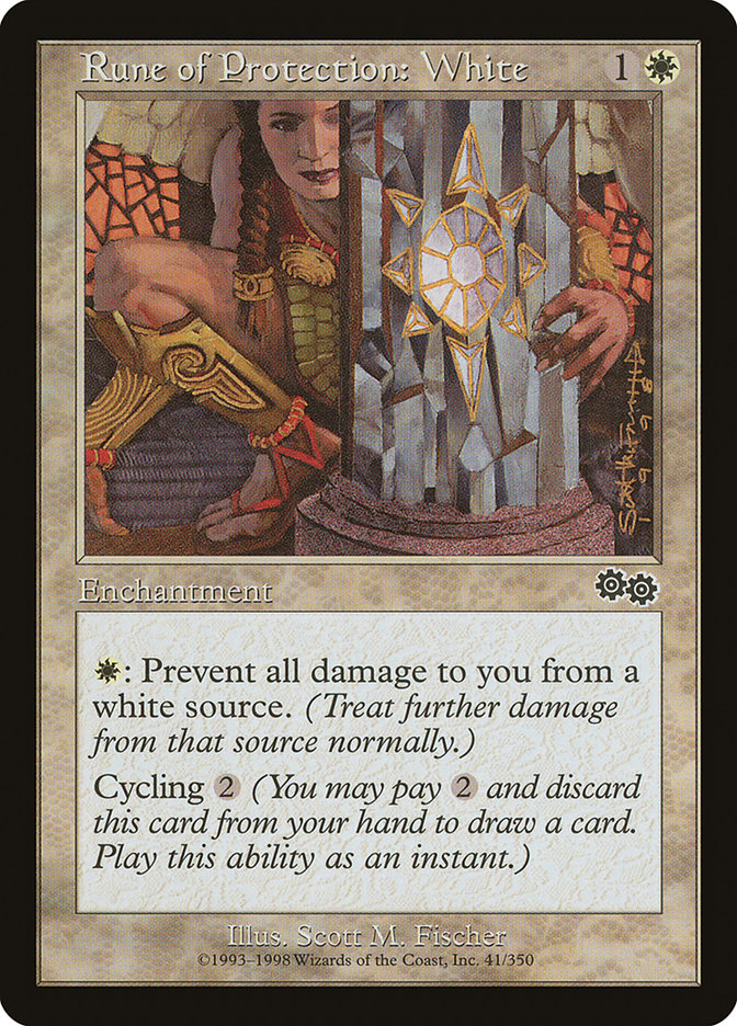 Rune of Protection: White - [Retro Frame] Urza's Saga (USG)