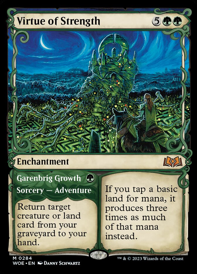 Virtue of Strength // Garenbrig Growth - [Foil, Showcase] Wilds of Eldraine (WOE)