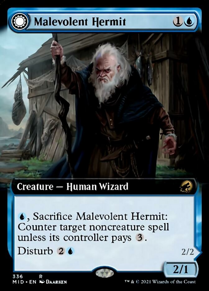 Malevolent Hermit // Benevolent Geist - [Foil, Extended Art] Innistrad: Midnight Hunt (MID)