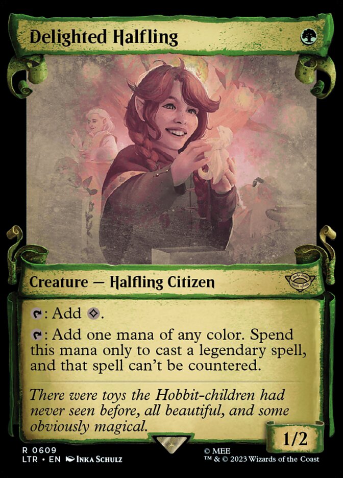 Delighted Halfling - [Foil, Showcase Scroll] The Lord of the Rings: Tales of Middle-earth (LTR)