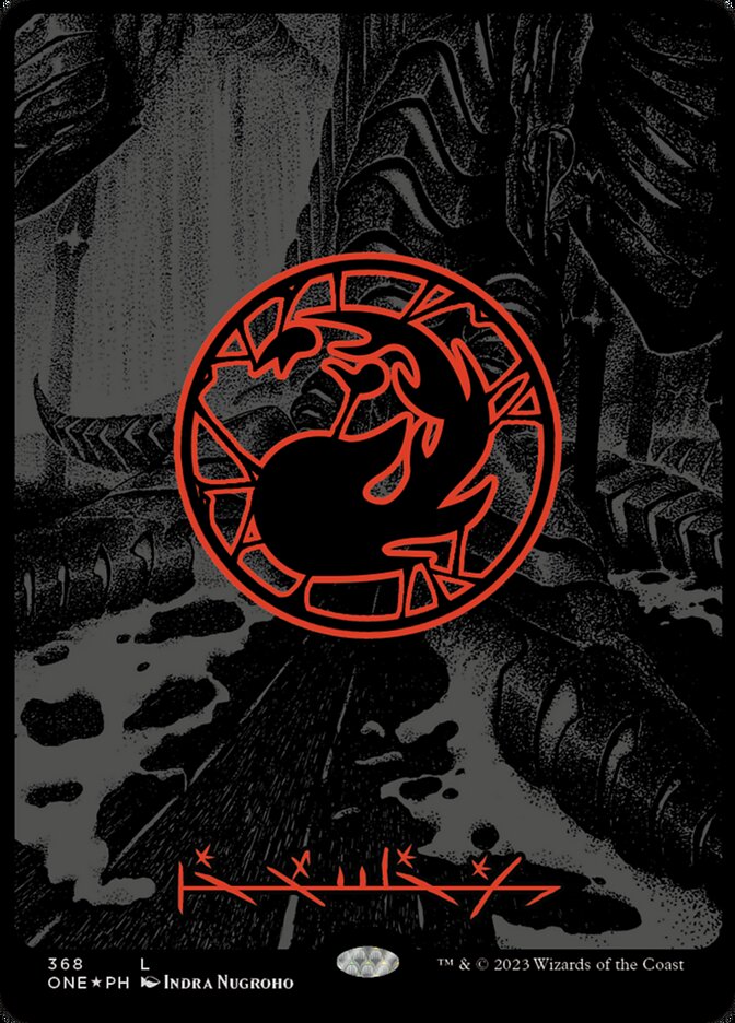 Mountain (368) - [Oil Slick Foil, Phyrexian] Phyrexia: All Will Be One (ONE)