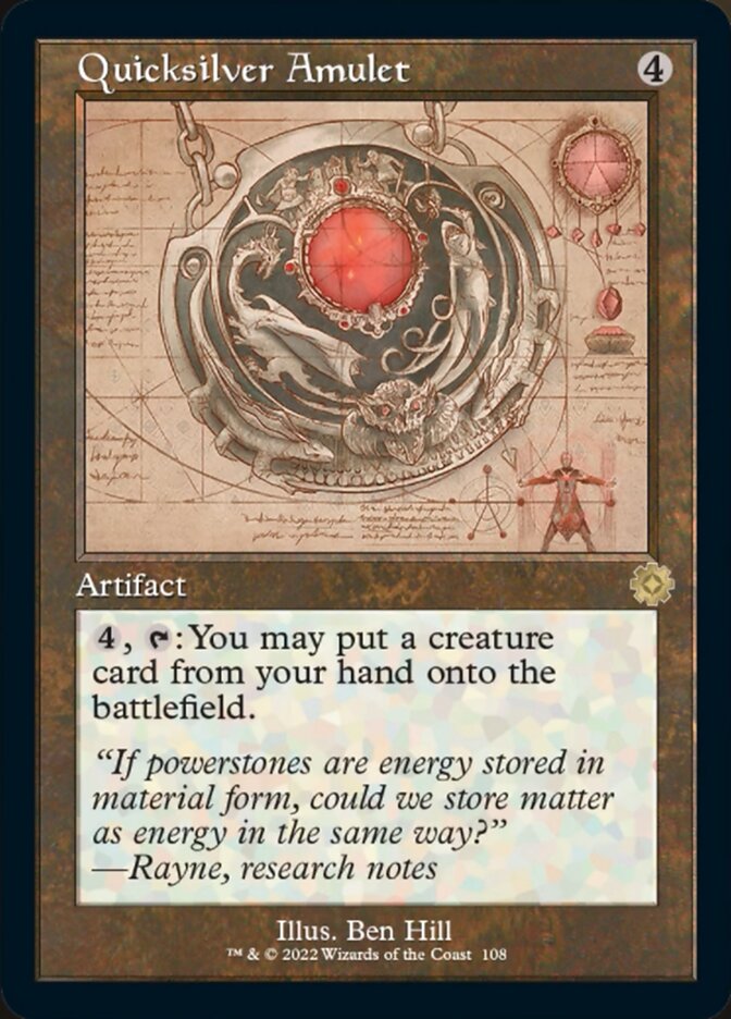 Quicksilver Amulet - [Foil, Schematic] The Brothers' War Retro Artifacts (BRR)