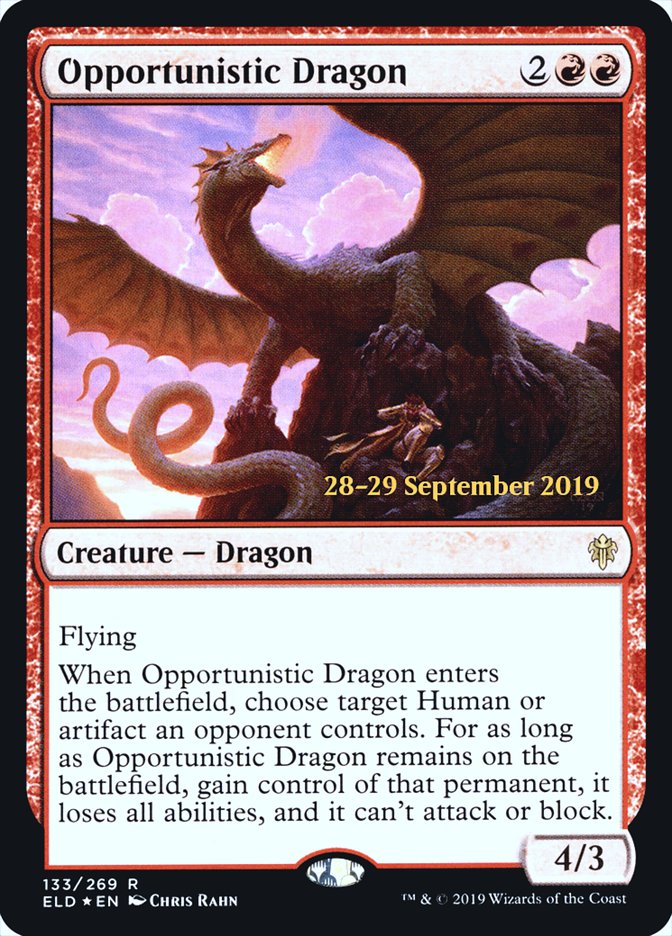 Opportunistic Dragon - [Foil, Promo] Throne of Eldraine Promos (PELD)