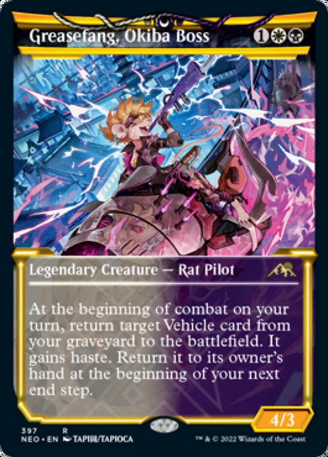 Greasefang, Okiba Boss - [Foil, Showcase] Kamigawa: Neon Dynasty (NEO)