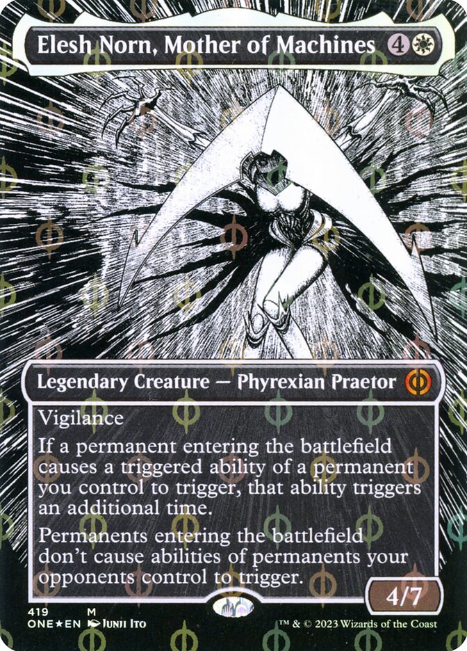 Elesh Norn, Mother of Machines - [Step and Compleat Foil, Borderless Manga] Phyrexia: All Will Be One (ONE)