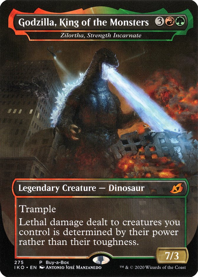 Zilortha, Strength Incarnate // Godzilla, King of the Monsters - [Promo Frame] Ikoria: Lair of Behemoths (IKO)