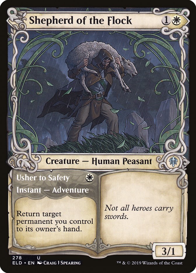 Shepherd of the Flock // Usher to Safety - [Foil, Showcase] Throne of Eldraine (ELD)