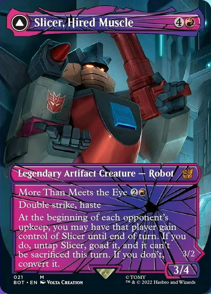 Slicer, Hired Muscle // Slicer, High-Speed Antagonist - [Foil, Shattered Glass] Transformers (BOT)