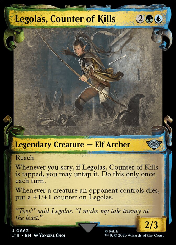 Legolas, Counter of Kills - [Foil, Showcase Scroll] The Lord of the Rings: Tales of Middle-earth (LTR)