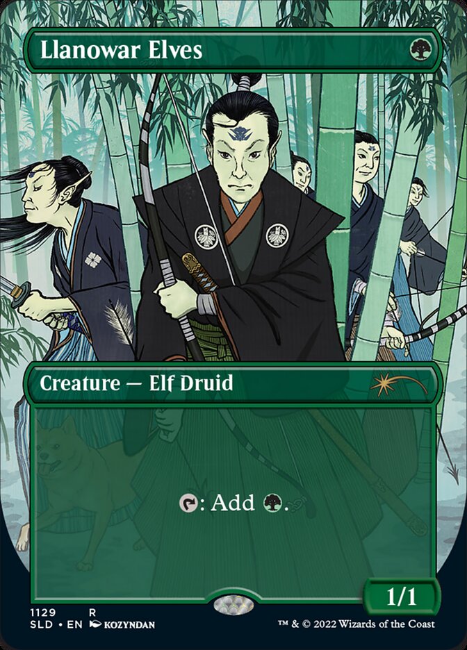 Llanowar Elves (1129) - [Foil, Borderless] Secret Lair Drop (SLD)
