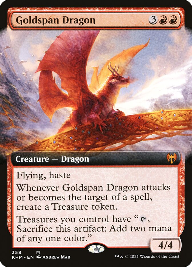 Goldspan Dragon - [Foil, Extended Art] Kaldheim (KHM)