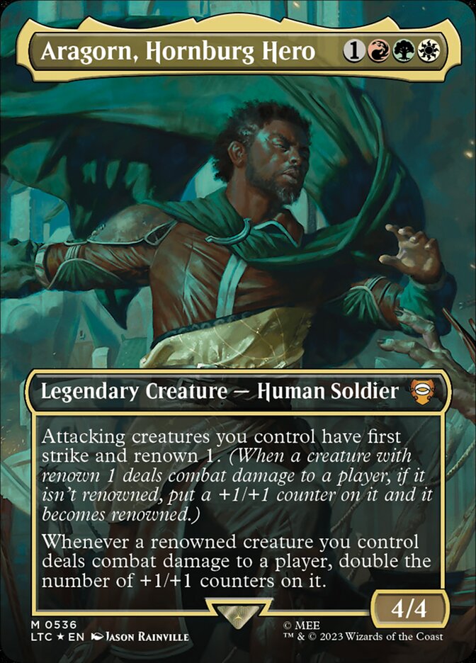 Aragorn, Hornburg Hero - [Surge Foil, Borderless] Tales of Middle-earth Commander (LTC)