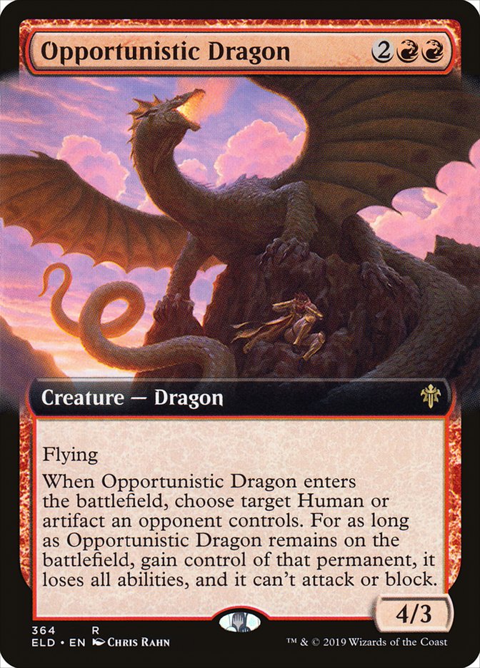 Opportunistic Dragon - [Foil, Extended Art] Throne of Eldraine (ELD)