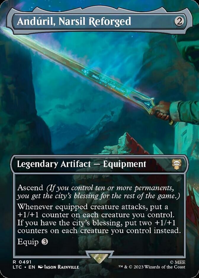 Andúril, Narsil Reforged - [Foil, Borderless] Tales of Middle-earth Commander (LTC)