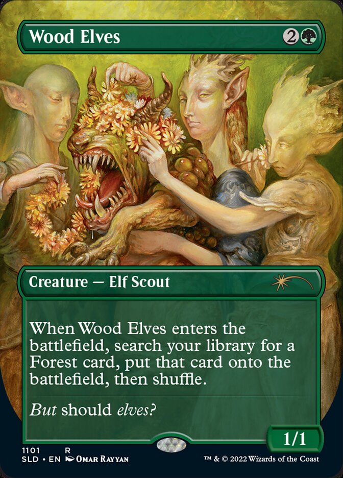 Wood Elves (1101) - [Foil, Borderless] Secret Lair Drop (SLD)