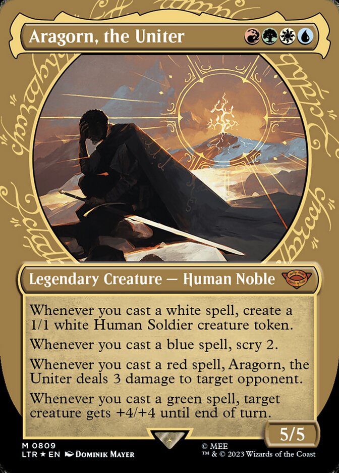 Aragorn, the Uniter - [Surge Foil, Showcase Scroll] The Lord of the Rings: Tales of Middle-earth (LTR)