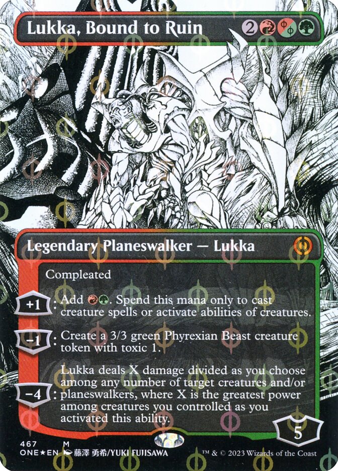 Lukka, Bound to Ruin - [Step and Compleat Foil, Borderless Manga] Phyrexia: All Will Be One (ONE)