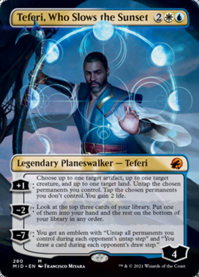 Teferi, Who Slows the Sunset - [Borderless] Innistrad: Midnight Hunt (MID)
