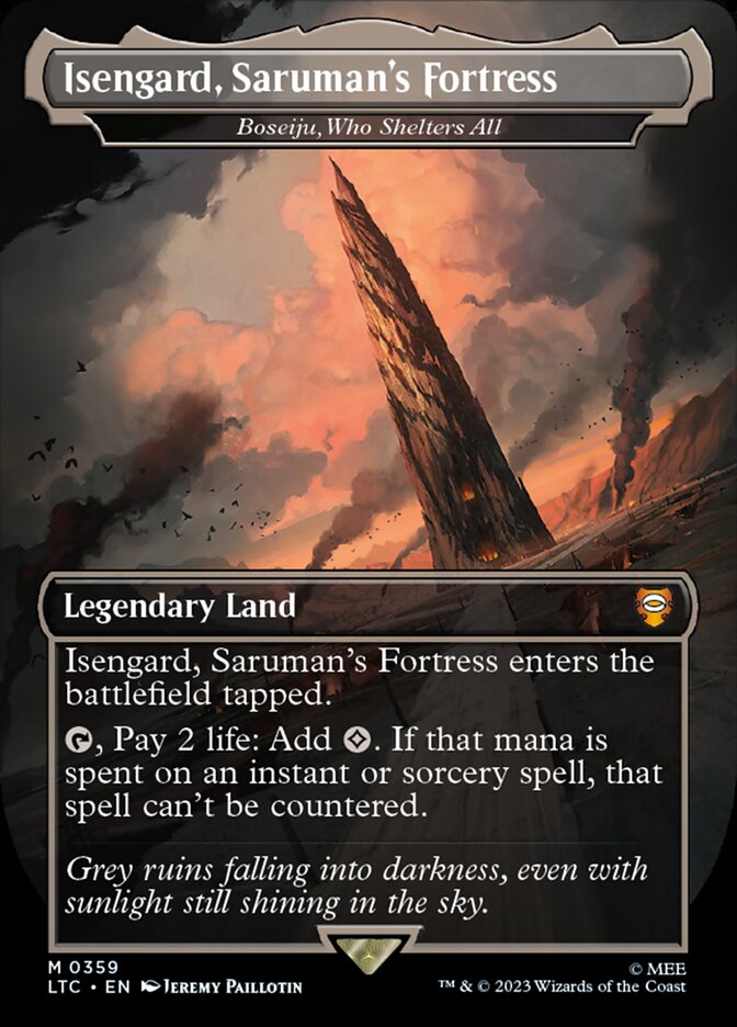 Isengard, Saruman's Fortress - Boseiju, Who Shelters All - [Foil, Borderless] Tales of Middle-earth Commander (LTC)