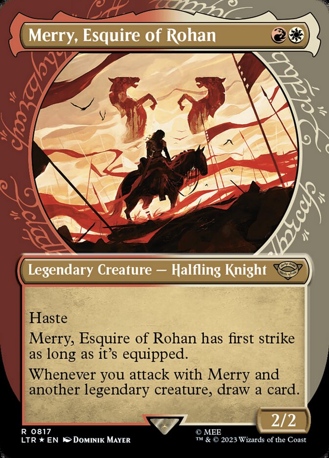 Merry, Esquire of Rohan - [Surge Foil, Showcase Scroll] The Lord of the Rings: Tales of Middle-earth (LTR)