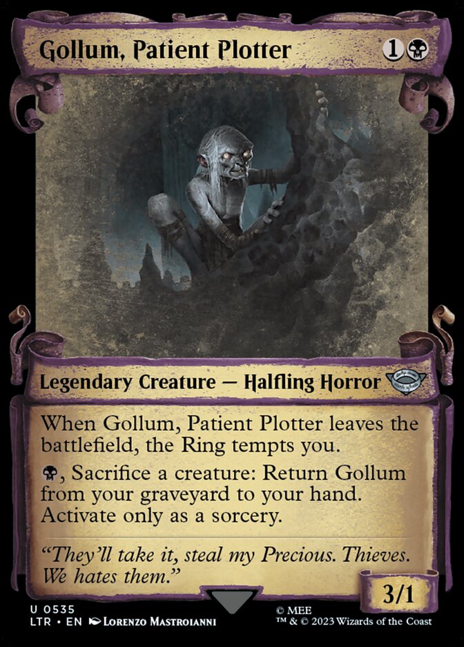 Gollum, Patient Plotter - [Foil, Showcase Scroll] The Lord of the Rings: Tales of Middle-earth (LTR)