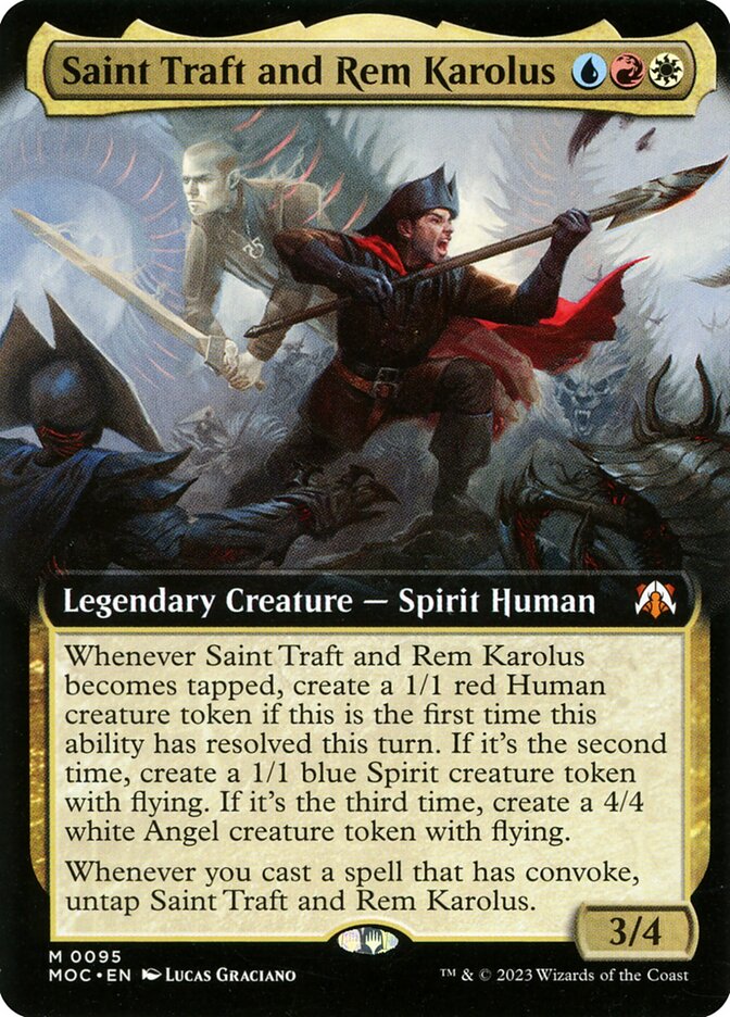 Saint Traft and Rem Karolus - [Foil, Extended Art] March of the Machine Commander (MOC)