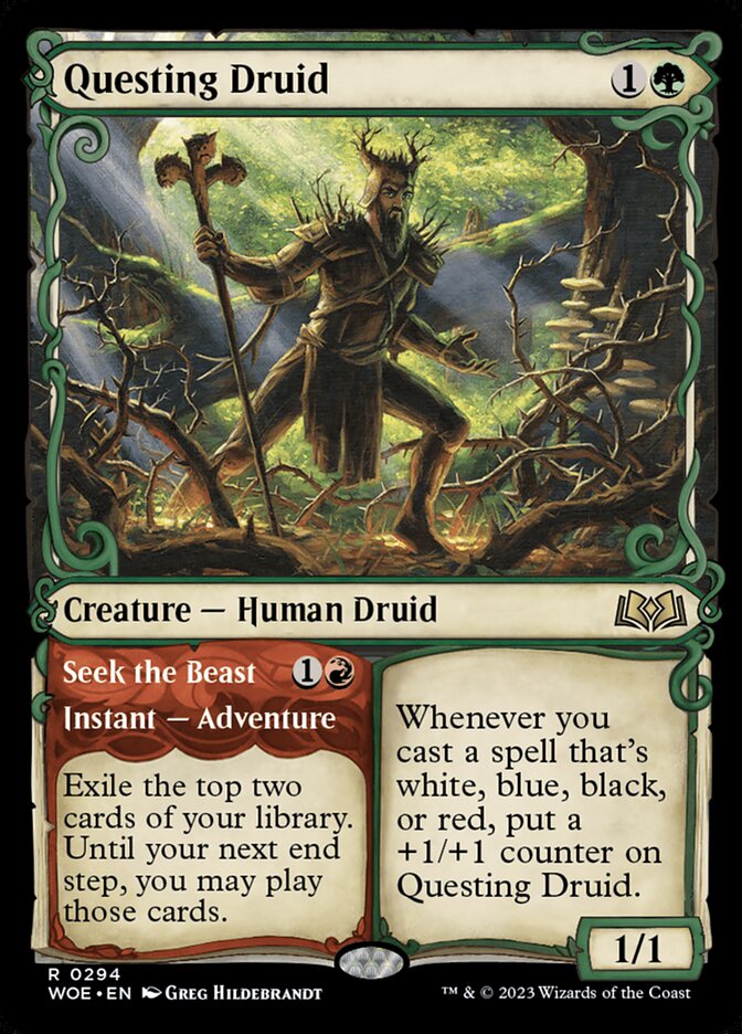 Questing Druid // Seek the Beast - [Foil, Showcase] Wilds of Eldraine (WOE)