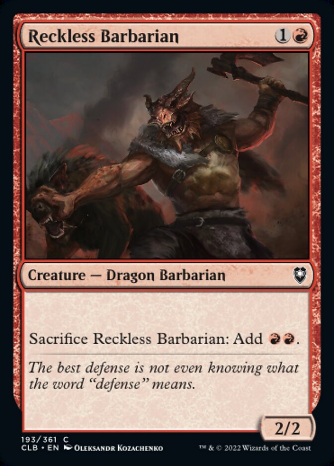 Reckless Barbarian - [Foil] Commander Legends: Battle for Baldur's Gate (CLB)