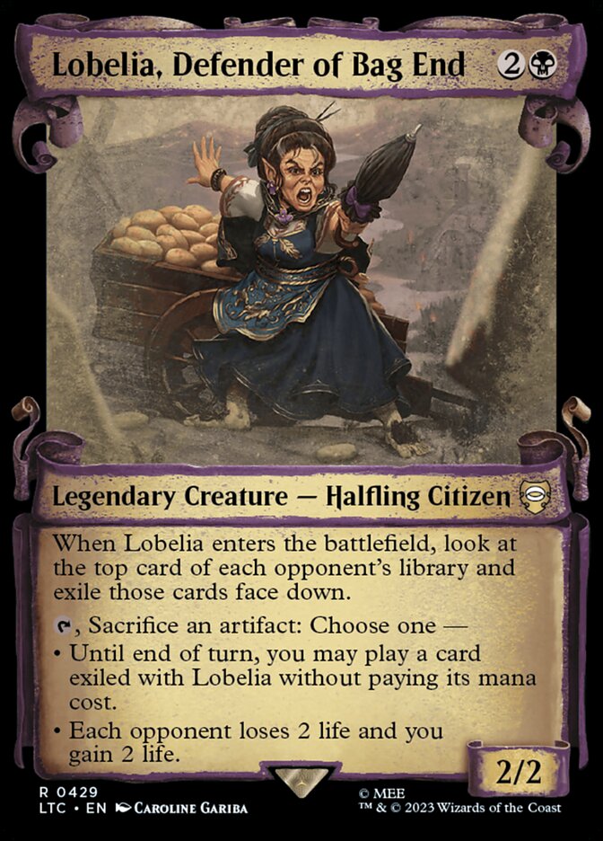 Lobelia, Defender of Bag End - [Foil, Showcase Scroll] Tales of Middle-earth Commander (LTC)