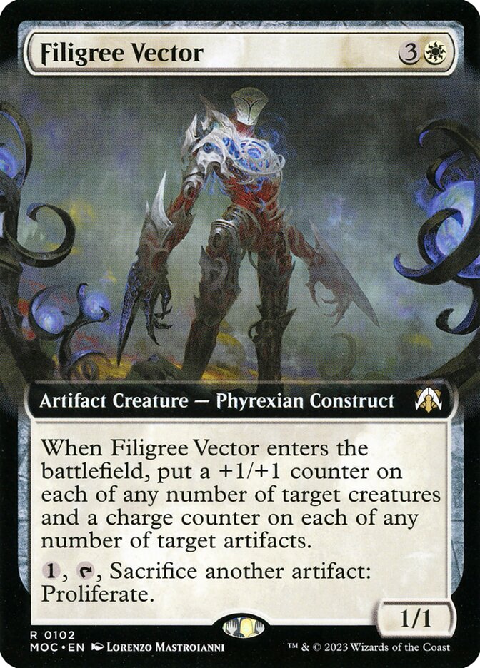 Filigree Vector - [Foil, Extended Art] March of the Machine Commander (MOC)
