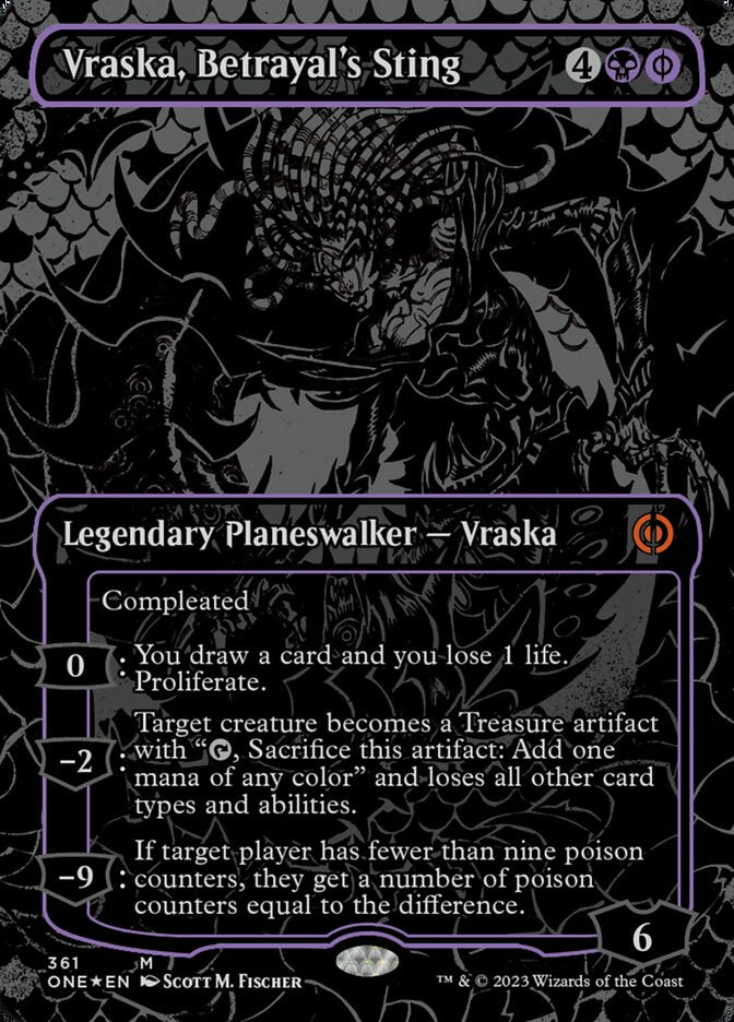 Vraska, Betrayal's Sting - [Oil Slick Foil, Borderless] Phyrexia: All Will Be One (ONE)