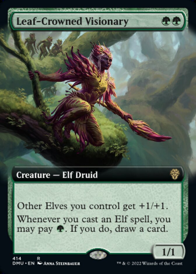 Leaf-Crowned Visionary - [Foil, Extended Art] Dominaria United (DMU)