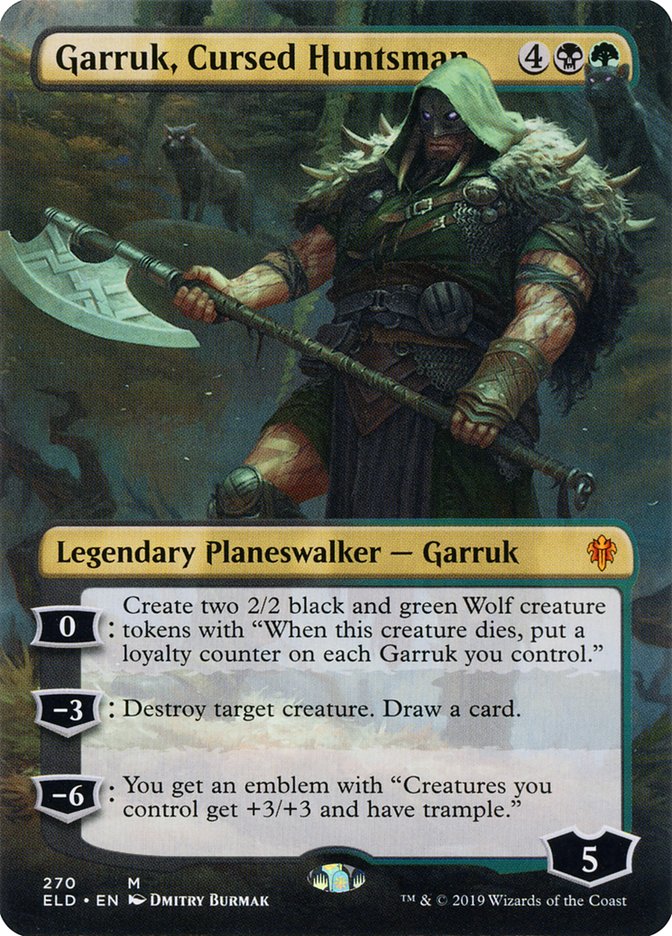 Garruk, Cursed Huntsman - [Foil, Borderless] Throne of Eldraine (ELD)