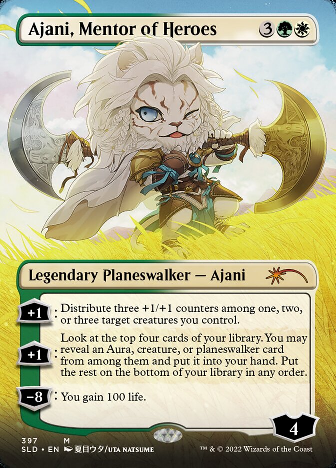 Ajani, Mentor of Heroes (397) - [Foil, Borderless] Secret Lair Drop (SLD)