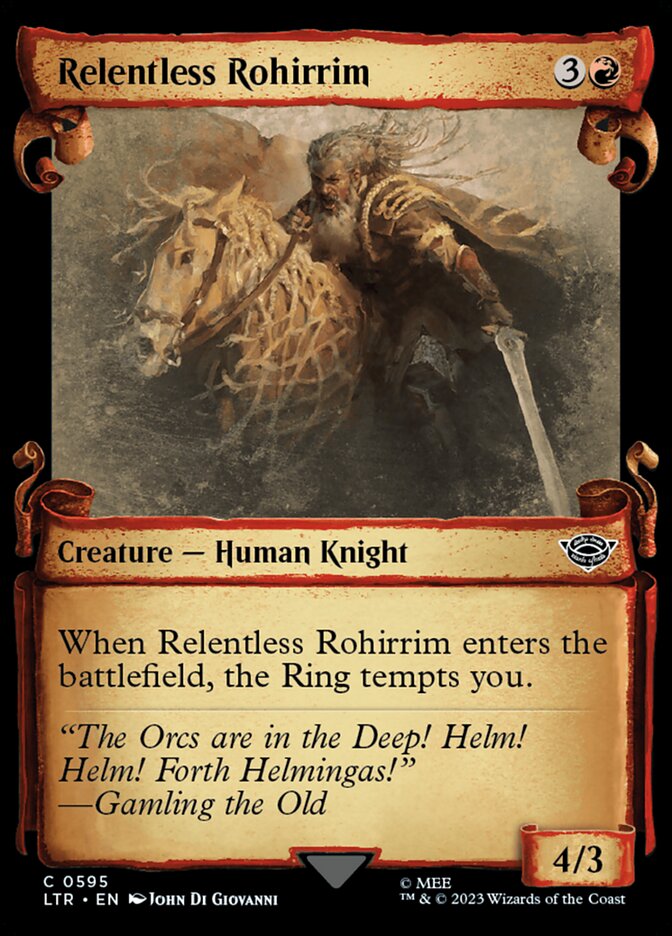 Relentless Rohirrim - [Foil, Showcase Scroll] The Lord of the Rings: Tales of Middle-earth (LTR)