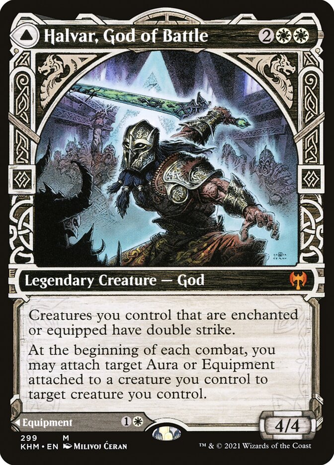 Halvar, God of Battle // Sword of the Realms - [Foil, Showcase] Kaldheim (KHM)