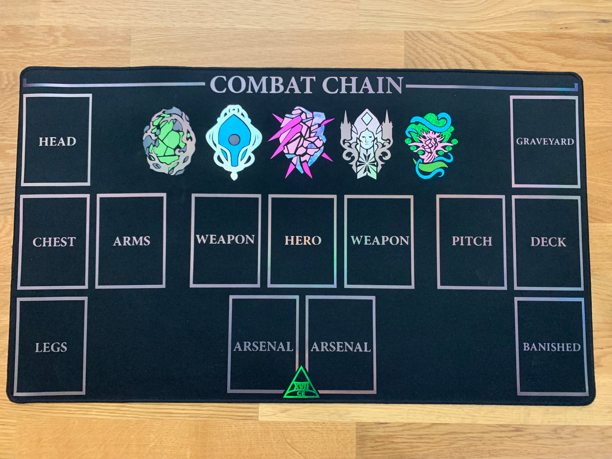 XVII Foil Fable Mat, Double Arsenal and Stitching - Flesh and Blood Playmat (FAB)
